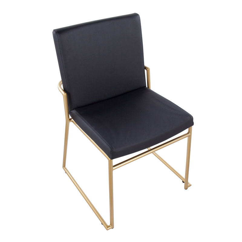 Gradin Faux Leather Side Chair, Gold, Black