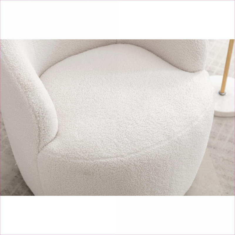 Fauteuil demi-tonneau de salon et de chambre à coucher avec siège compact et pivotant à 360 degrés en tissu beige doux