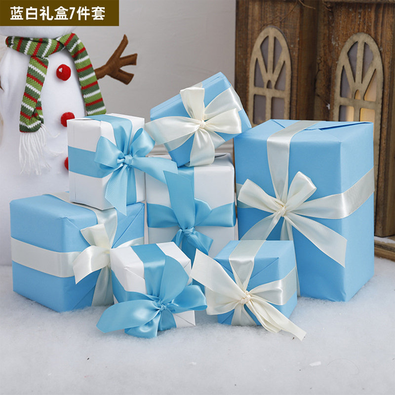 Décorations de Noël Coffrets cadeaux Sous l'arbre de Noël Décoration de scène, Sky Blue