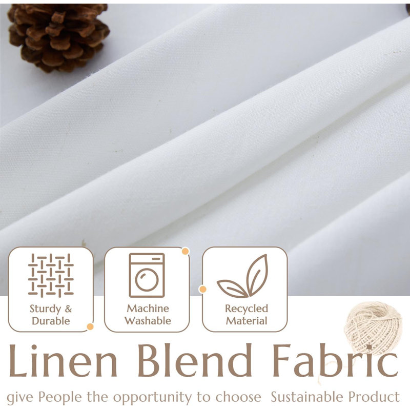 Rideaux de cuisine en lin, L 26 po x L 36 po, Blanc