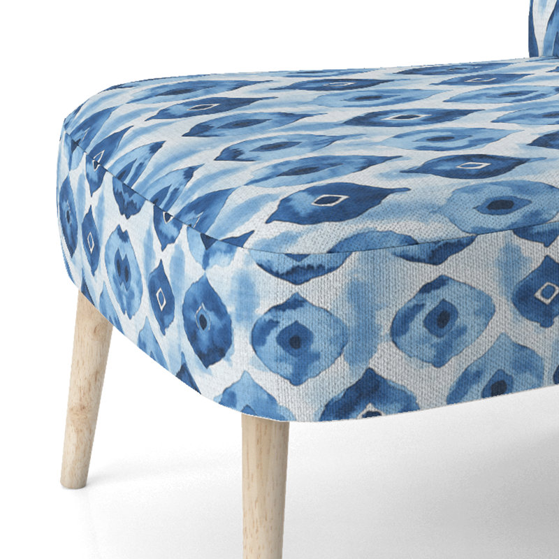 Chaise rembourrée Coastal - Chaise d'appoint bleue Ikat, Chaise d'appoint sans accoudoirs