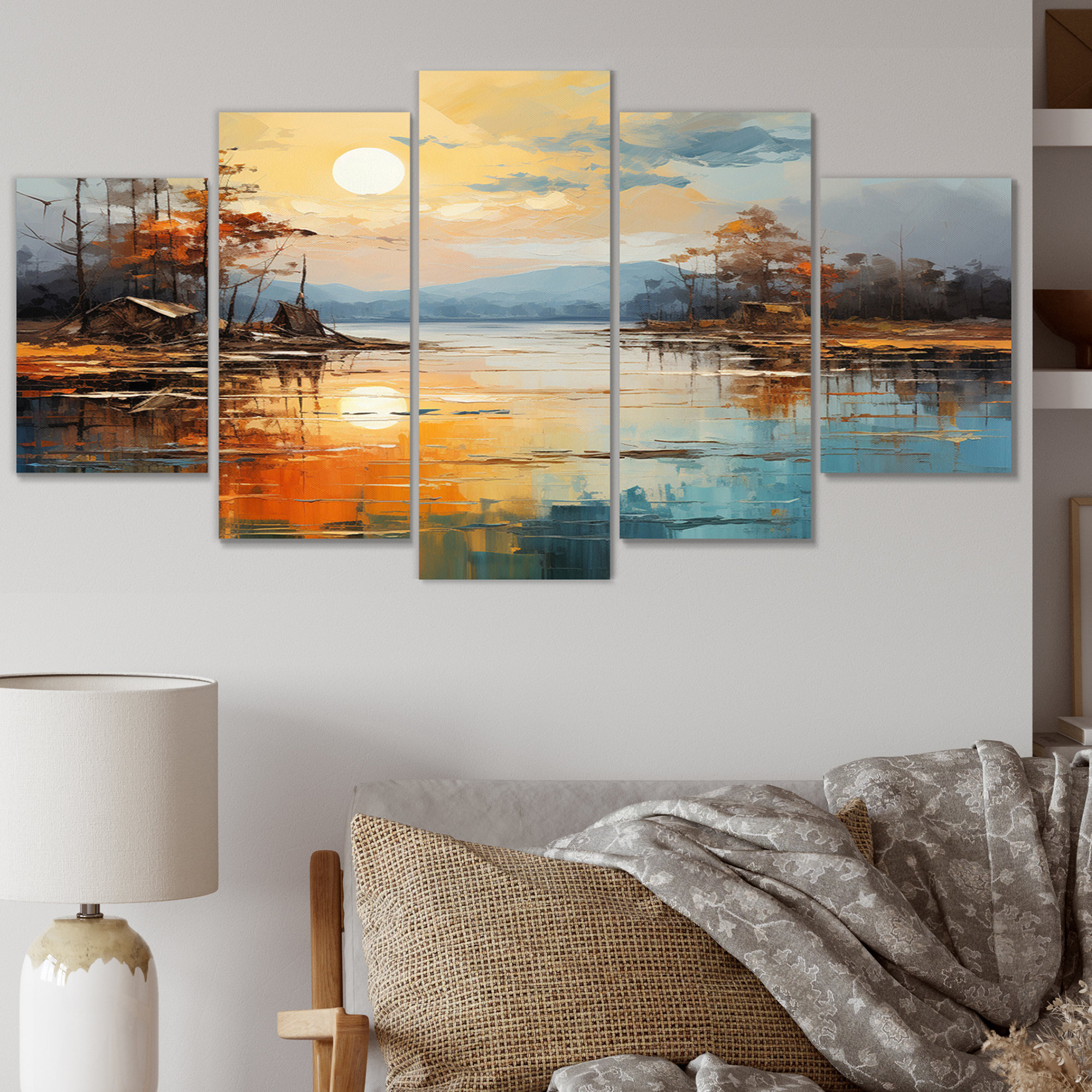 Lark Manor™ Orange Rivers Riverside Reflection II - Modern Canvas Print ...