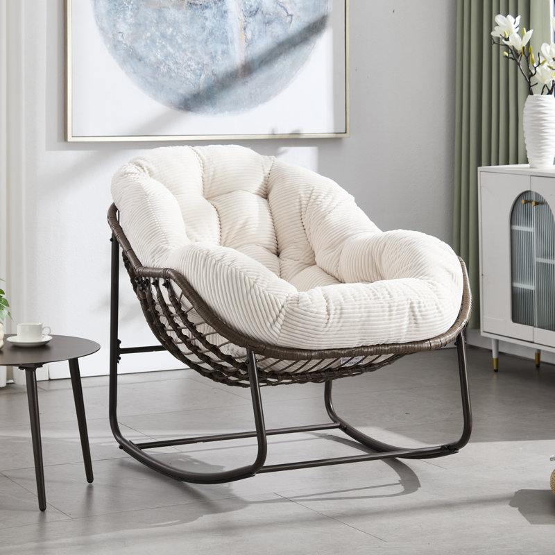 Chaise berçante d'extérieur en acier Alvan, Blanc
