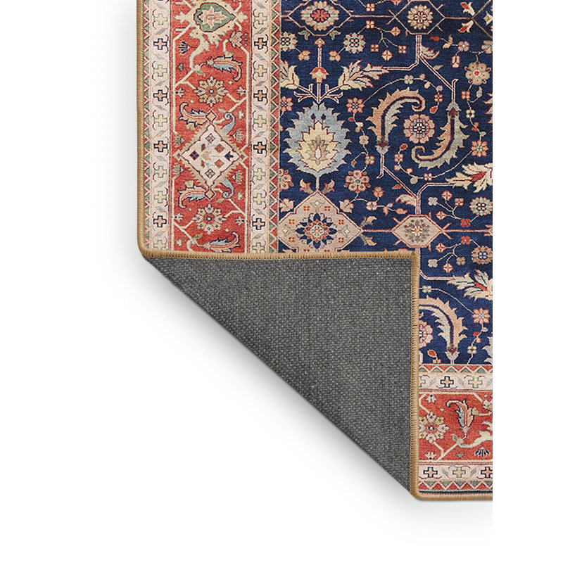 Tapis orange / bleu marine Garp, Rectangle 7 pi x 10 pi