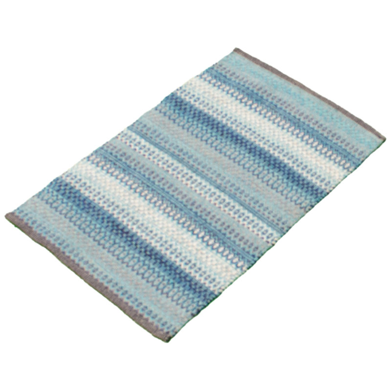 Tapis bleu / gris en laine à motif géométrique fait à la main Jaggers