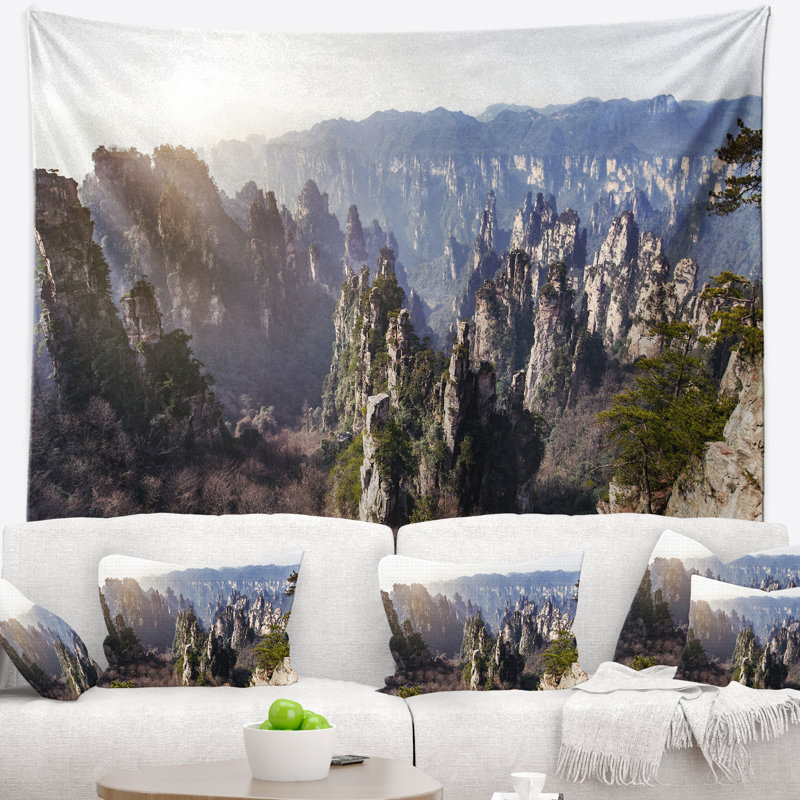 Tapisserie et support mural paysage zhangjiajie national forest park, H 32 po x l 39 po