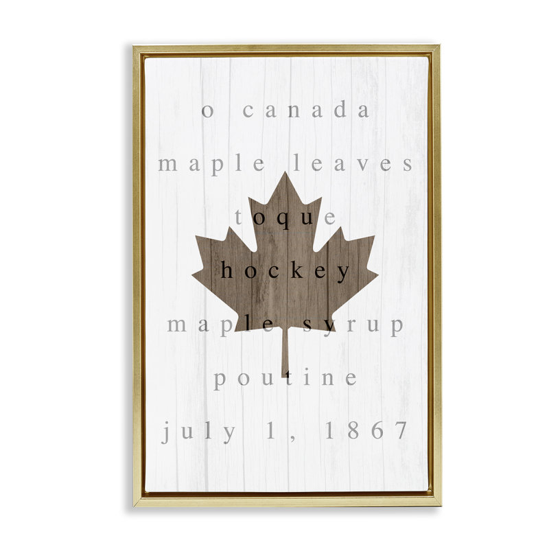 Canada History Maple Leaf Floating Frame, design by Lil' Rue, 25" H x 17" W, Metallic Gold Floater Frame