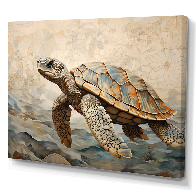 Minimalisme, tortue aventure I sur toile, Toile tendue, H 24 po x l 32 po