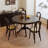 Black Round Solid Wood Dining Table-186940468