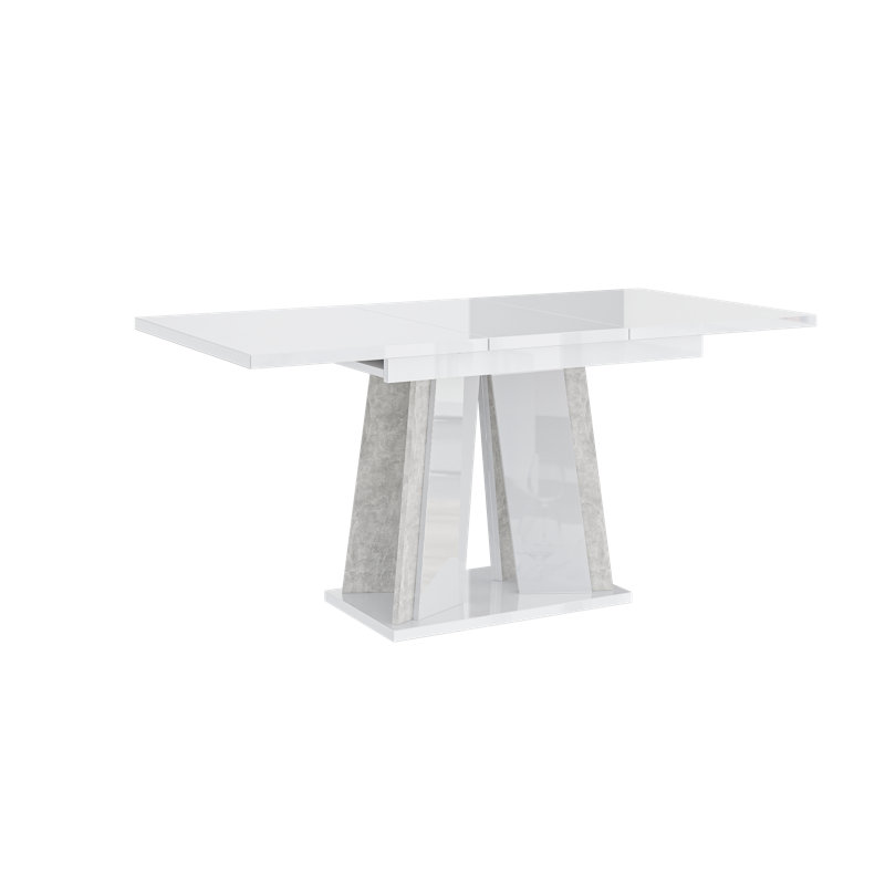 Doha Table Extendable Dining Table, White Gloss Stone