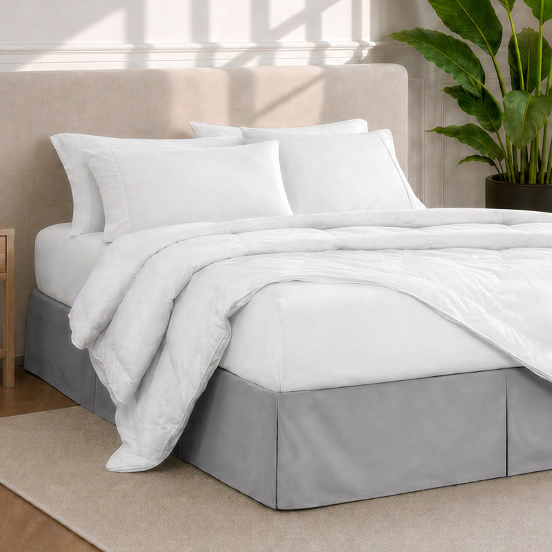 Jupe de lit plissée 15 po sur mesure, Très grand, Gris clair