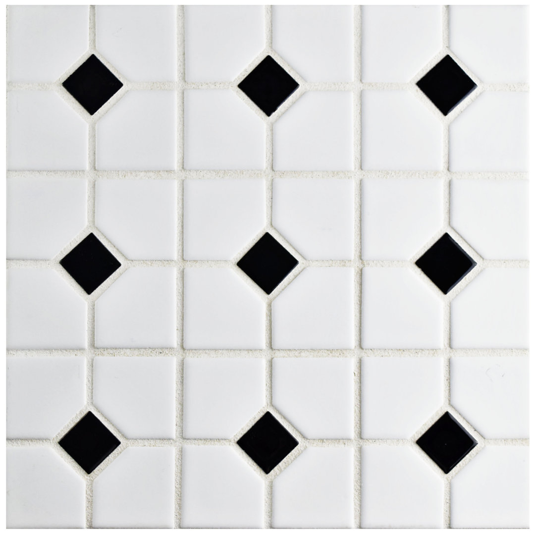 Oxford Porcelain Octagon and Dot Mosaic Wall & Floor Tile Merola Tile