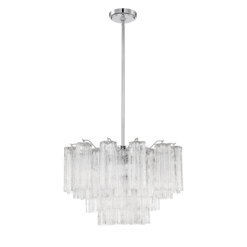 Arras Dimmable Tiered Chandelier,  Clear, Polished Chrome, 14.25" H x 22" W x 22" D