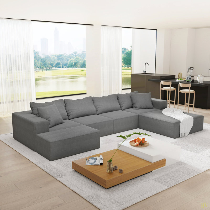 Ensemble de canapé modulaire rembourré Boneless, Gris chenille