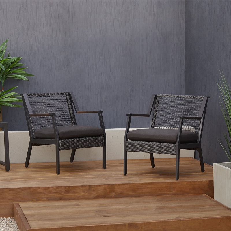 Calvin Patio Chair with Cushions, Black