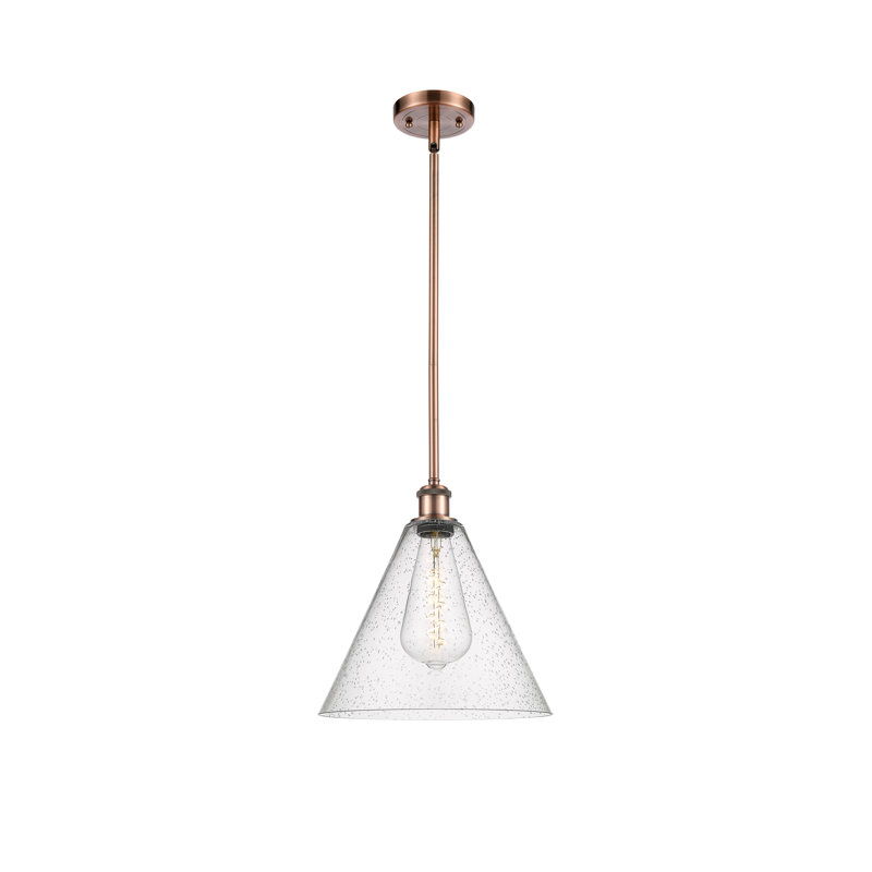 Luminaire suspendu conique à 1 lumière Gratia, Cuivre antique, Ampoule non incluse, H 12,75 po x l 12 po x P 12 po