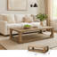 66 Inches Wide Ming Arch Coffee Table Weathered Natural with Distressed Gray