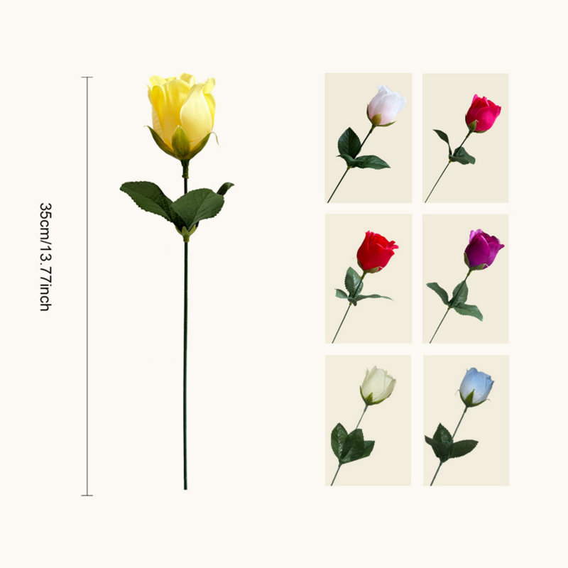 36 pièces Bouquet de fleurs artificielles roses en soie pour décoration de fête de mariage 35 x 5 cm, Jaune clair