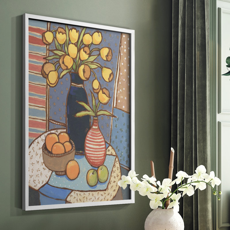 Table Still Life II, reproduction encadrée - bois massif, Blanc, H 20 po x l 16 po