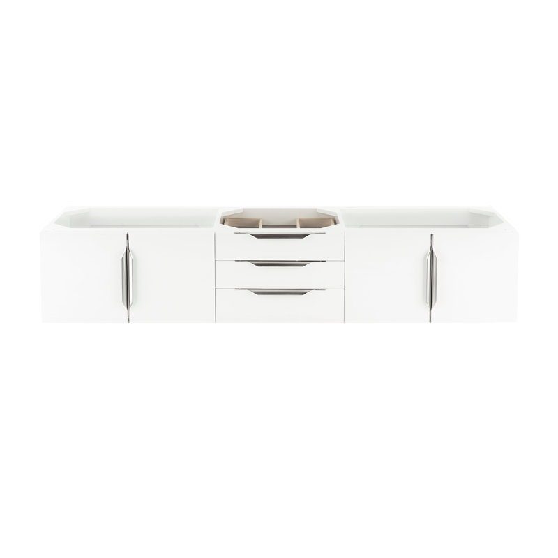 Mercer Island 72'' W Single Vanity, Glossy White, Dusk Gray, Brushed Nickel