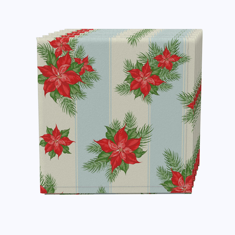 100% Cotton Pointsetta Square Napkin