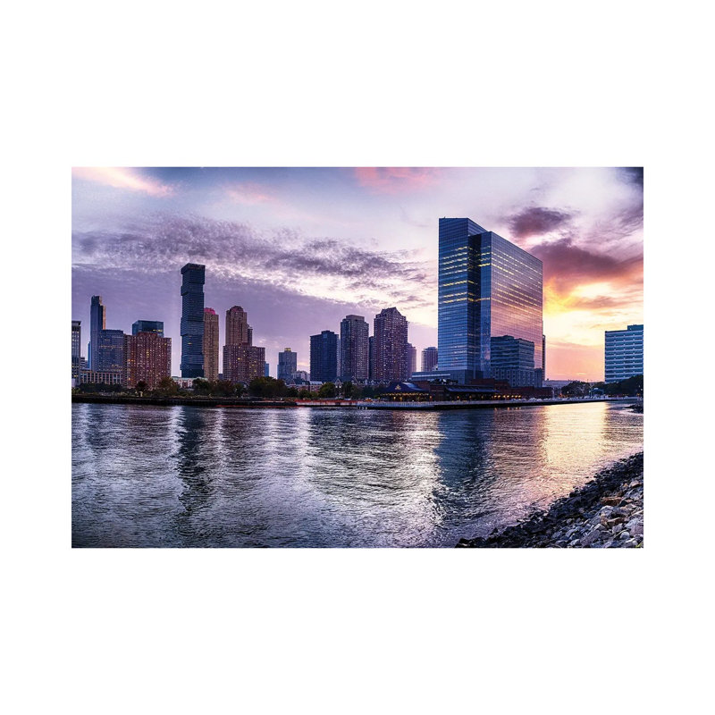Newport Skyline in Jersey City at Sunset 1 Piece Wrapped Canvas Wall Art, 30.48 cm H x 45.72 cm W