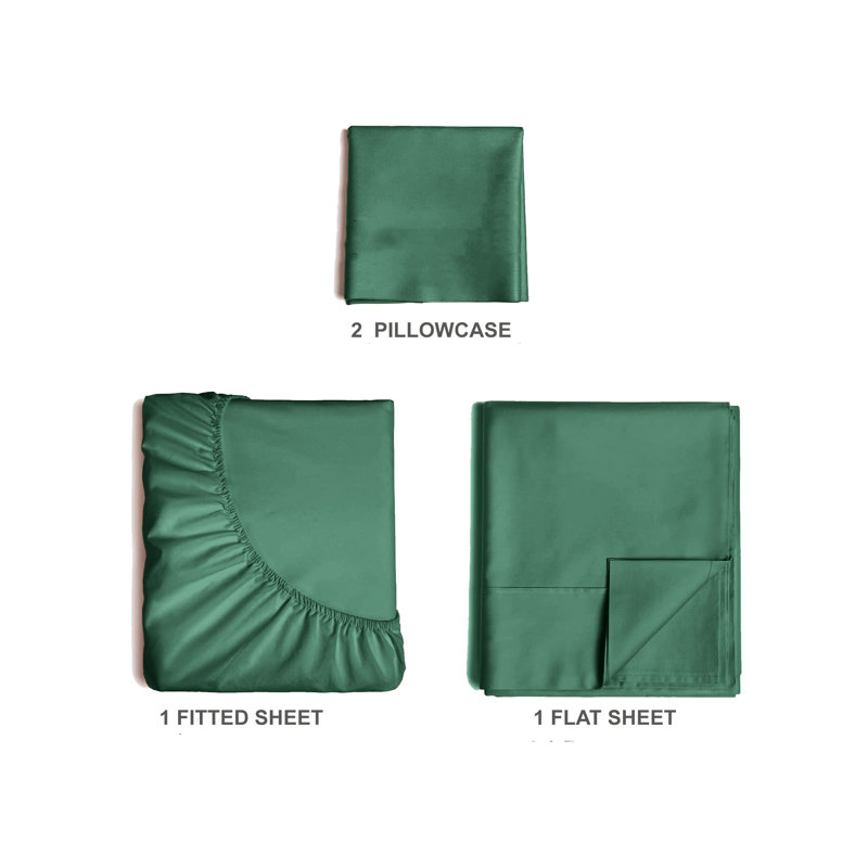  Ensemble de draps en rayonne de bambou 4 pièces Premium Luxury, Ensemble de draps pour lit simple avec deux taies 