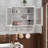 Cabinets | 24.8" Off-White Vintage Solid Wood Glass Double Door Wall Cabinet, 3-Tier Storage with Towel Rack | Traditional | Bathroom