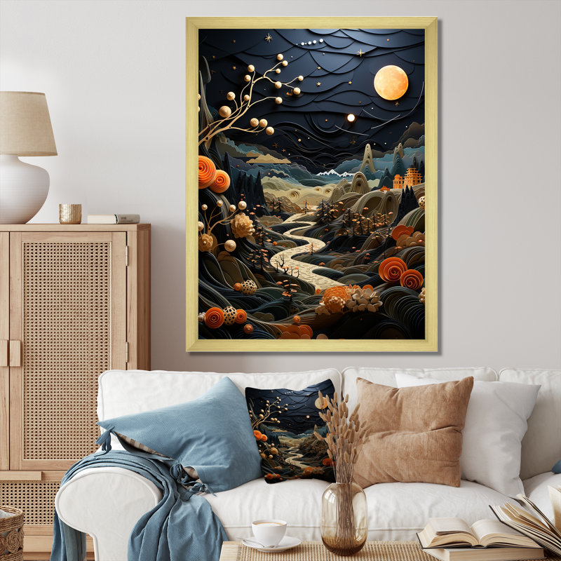 Leonas, surréalisme, paysage de rêve - impression, H 40 po x l 30 po x P 1,5 po, Encadrement doré