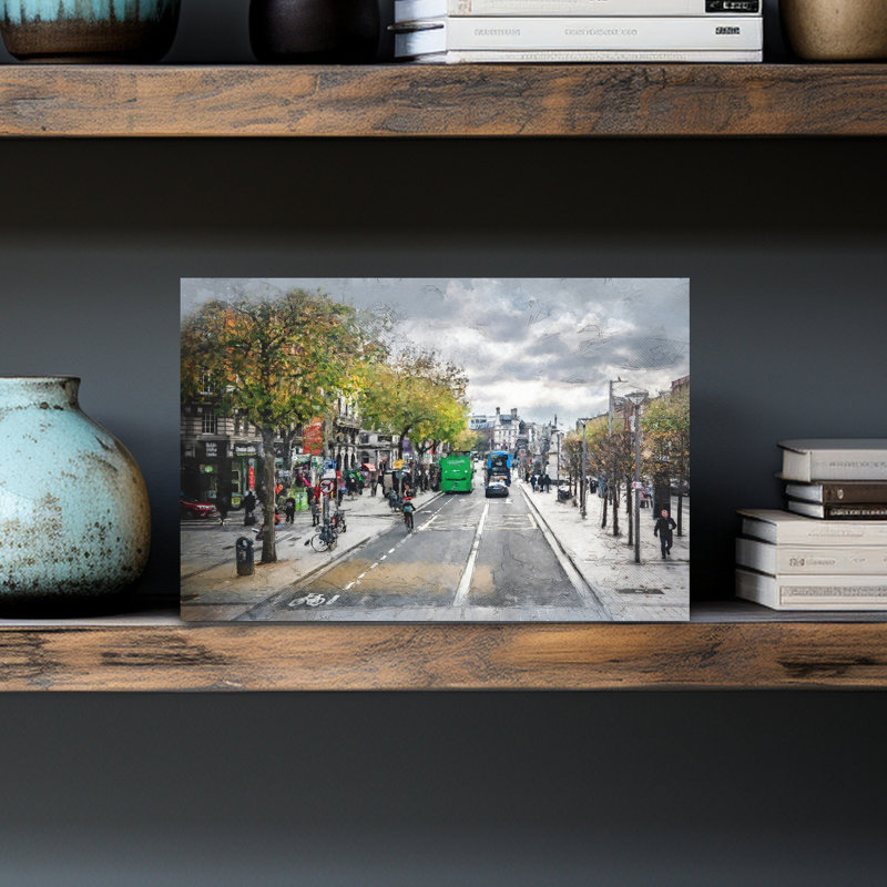 Paysage urbain d'automne, art urbain abstrait, H 12 po x l 18 po
