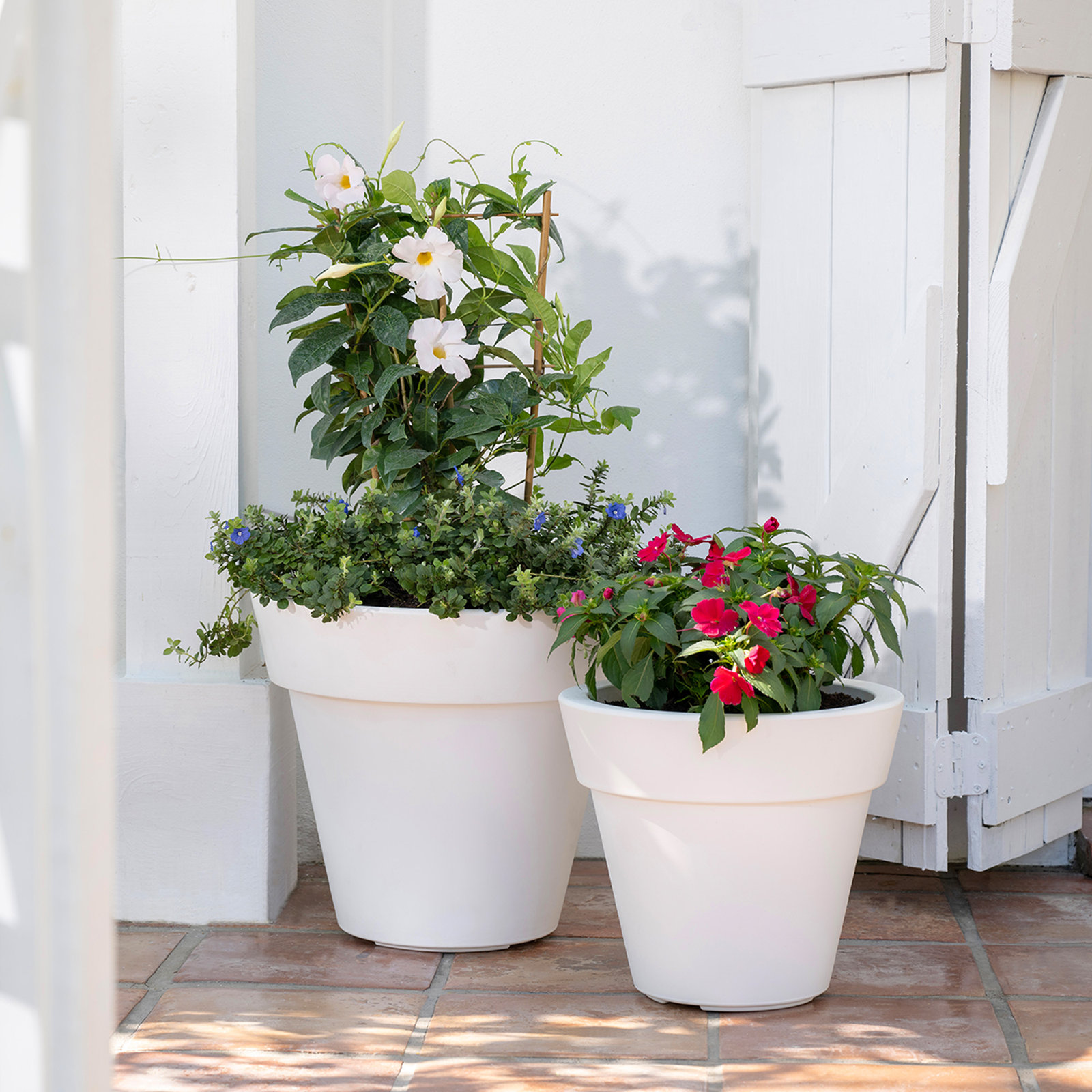 Magnus Plastic Pot Planter, 13.2" H x 15" W x 15" D, White