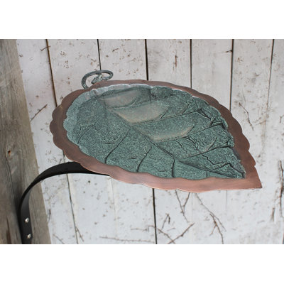 Aspen Leaf Birdbath with Wall Mount Bracket