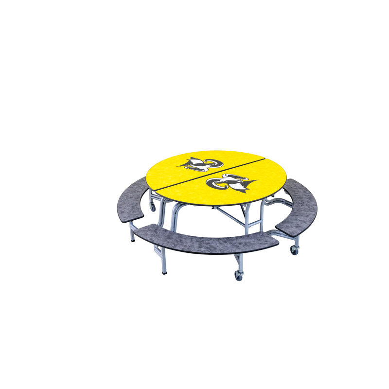 AmTab Manufacturing Corporation 60'' Round Bench Cafeteria Table