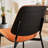 Of 2 Mid Century Modern Dining Chairs, Orange Pu Fabric, Walnut , Metal Legs, Ergonomic & Fashionable For Kitchen Office Style Leather, Back, Design With Adjustable Back Custom Fit
