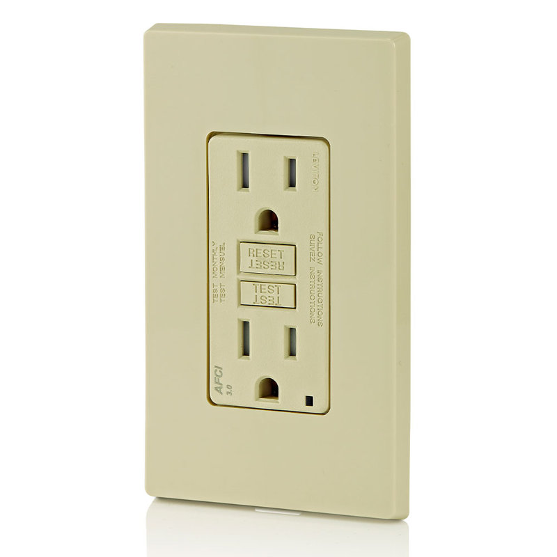 Leviton SmartlockPro 15 Amp 125 Volt Ivory AFCI Outlet 5-15R 1 Pack, Ivory