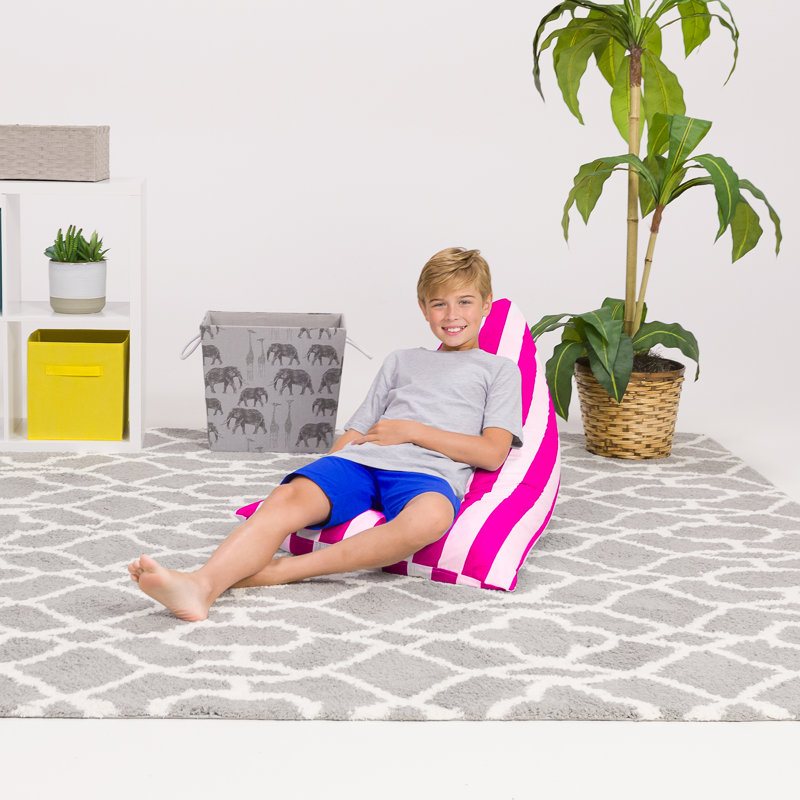 Classic Bean Bag, 100L - Medium, Canvas Stripes Pink and White