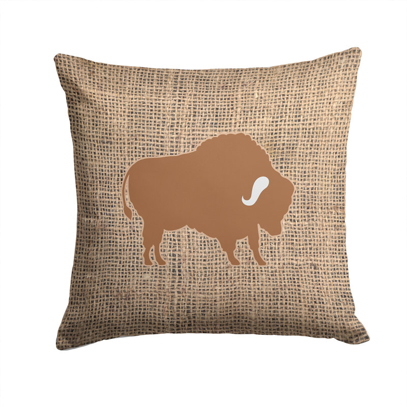 Coussin décoratif intérieur/extérieur buffalo en toile jute, H 14 po x l 14 po x P 4 po, Brun