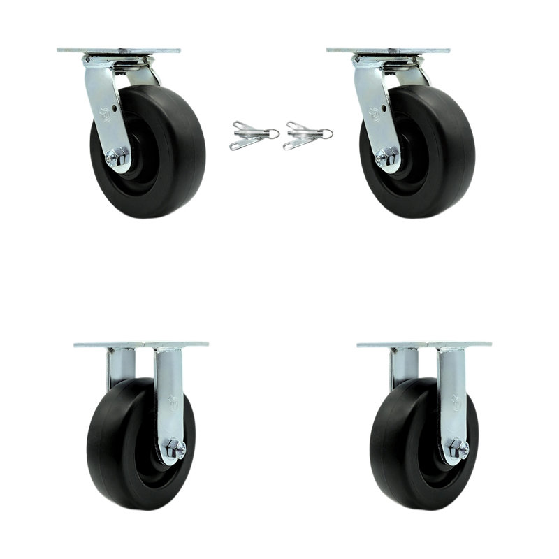 4 Piece Polyolefin Caster Set with Roller Bearings
