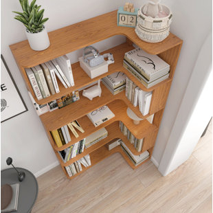 90cm (35.43") Extended Size Freestanding Corner Bookshelf For Living Room, Bedroom, Home Office, Wooden Bookcase With Anti-drop Panel And Anti Tipping Device, Open Storage Display Cabinet 5 Colors
