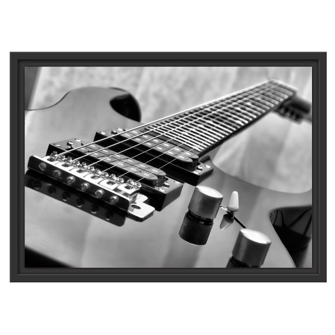 Gerahmtes Wandbild Black Guitar, Nahaufnahme Gitarre,