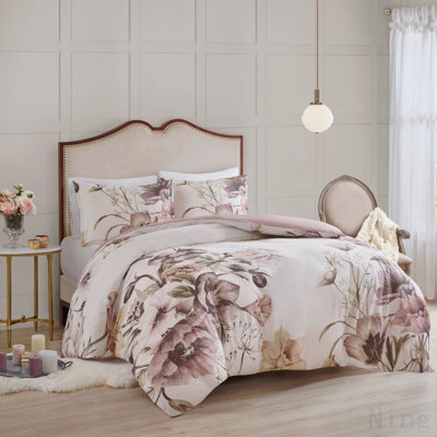 King/Cal King 3 Piece Cotton Printed Duvet Cover Set