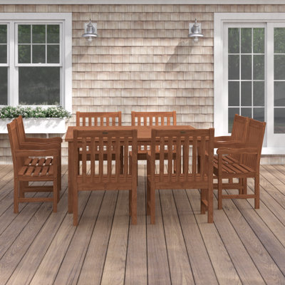 Anautica 8 - Person Wood Patio Dining Set with Square Table