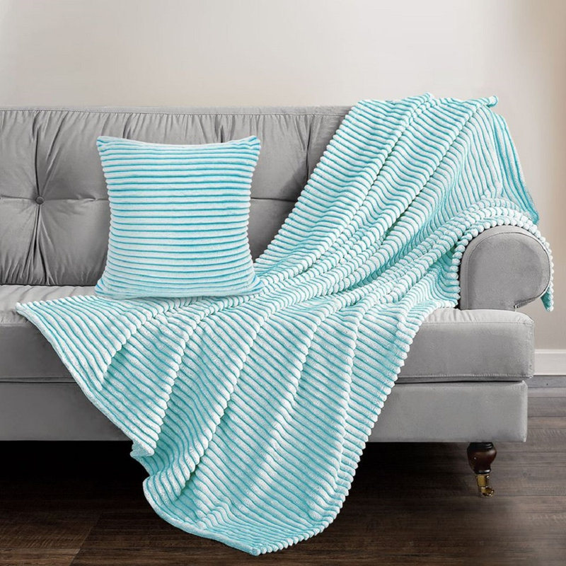 Allia Thermal Modern Printed Cord Throw Blanket, Teal, W127 x L152cm