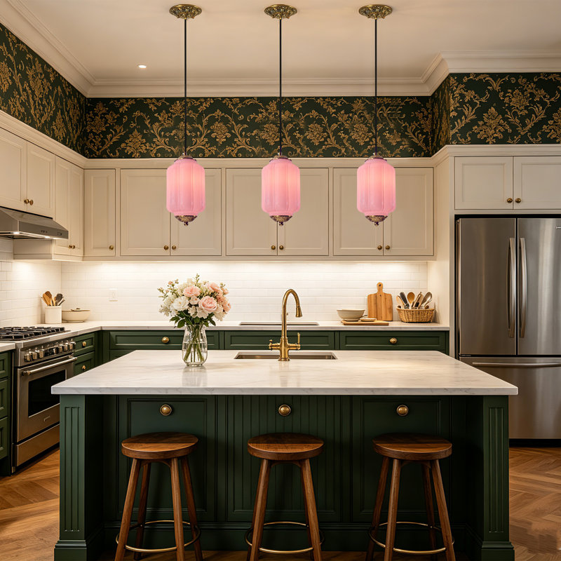 1-light Mid Century Modern Brass Pendant Light