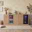 Meuble-bar 2 pièces avec rangement modulaire, prise électrique intégrée et espace pour mini-réfrigérateur-230366186