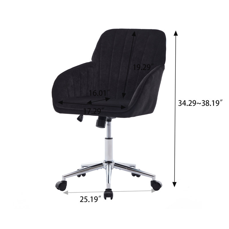 Modern Adjustable Office Chair with Soft Cushion, Metal Legs, Black