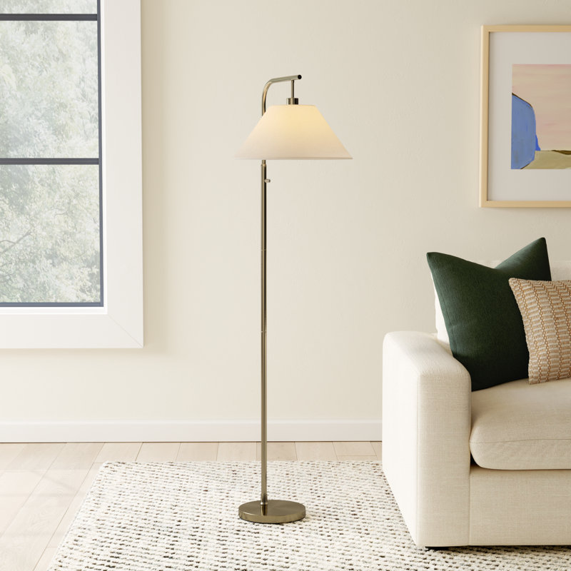 Westwick 58'' Arched Floor Lamp, Antique Brass, White
