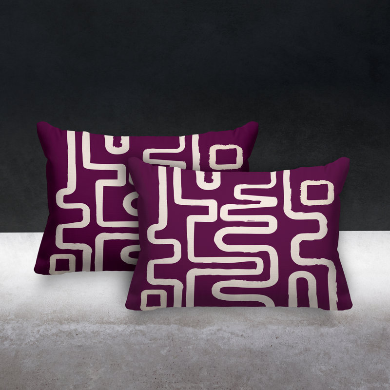 Oreiller carré Joni Squiggles, Mauve