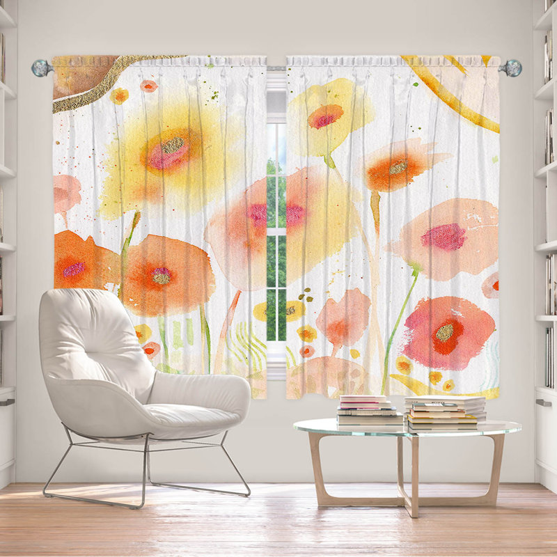 Lined Window Curtains 2-panel Set for Window Size by Sheila Golden - Garden 1, L 20 po x L 52 po