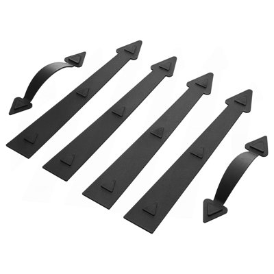 Decorative Magnetic Garage Door Hardware Kit Accents 4 Hinges 2 Handles Black